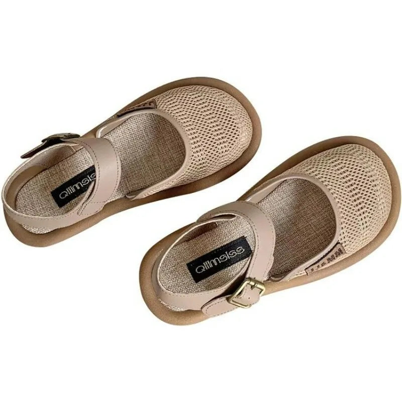 woman Baotou Slippers 2024 Summer shoes for Women Casual Flat Bottom Breathable sandals Comfortable outdoor beach shoes