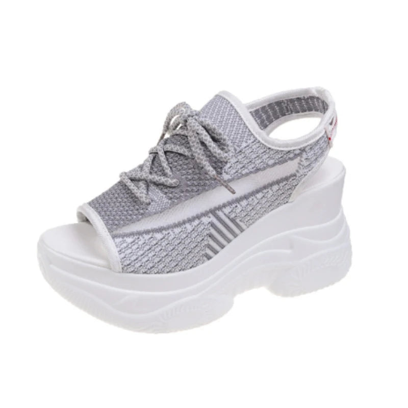 Sandals Woman Summer 2025 Hollow Out Sport Shoes Mesh Breathable Lace Up Front Sandals Streetwear Indoor Outdoor Female Shoes