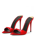 Sharp pointed black high heels for women, 2025 new super high heels sandals, slim heel style, half slippers for wearing outside
