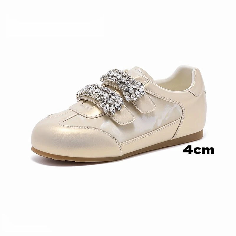 2026 Fashion Rhinestone German Training Shoes for Women, Agan Shoes, Versatile Ballet Training Shoes, White Sneakers
